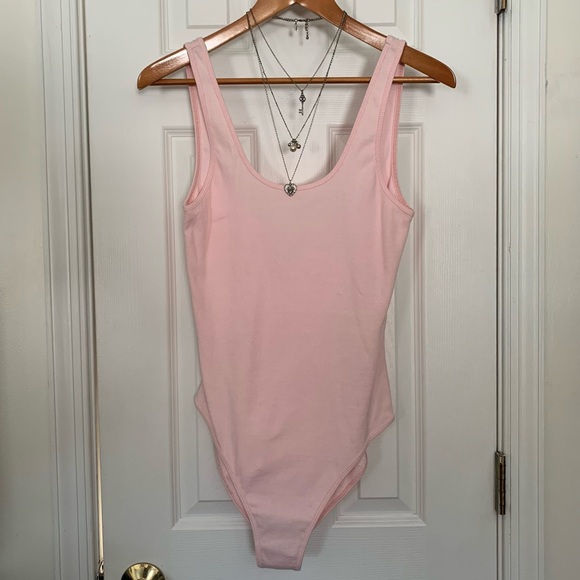 American Apparel Tops - Retro American Apparel Pink Ribbed Bodysuit